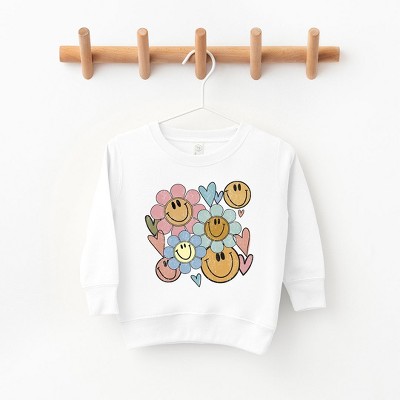 The Juniper Shop Flower Smiley Face Toddler Graphic Sweatshirt
