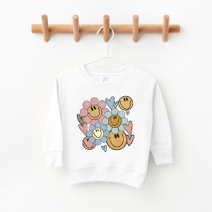 The Juniper Shop Flower Smiley Face Toddler Graphic Sweatshirt - 1 of 2