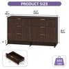 Walnut 6 Drawer Dressers with Fluted Panel Wide Versatile TV Stand Cabinet Table - 3 of 4