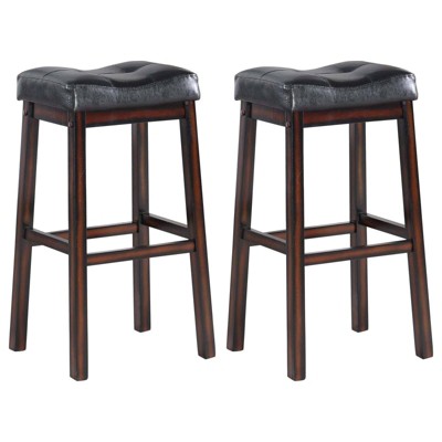 Coaster Set of 2 Donald Transitional Upholstered Barstools Black/Cappuccino