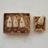 Storied Home Sisal Bottle Brush Tree Ornaments with Beads, Glass Ball Base and Glitter, Red and Cream, Set of 4 - 3 of 3