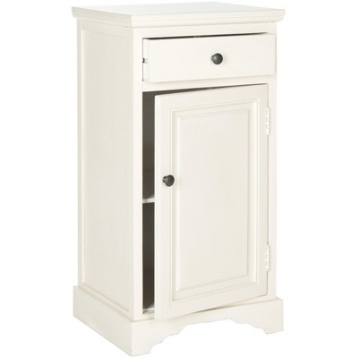 Transitional Hector White Pine Slim Storage Cabinet with Drawer