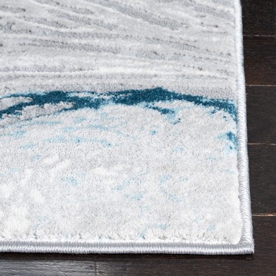 Chic Blue Synthetic 4'x6' Hand-Knotted Easy Care Area Rug