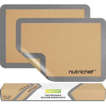 Nutrichef 2 - Pc Silicone Baking Mats - Brown & Gray