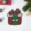 Unique Bargains Christmas Brooches Series Alloy Dripping Wax Red Green 0.98"x1.06" 1 Pc - 2 of 4