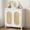 Mid Century Sideboard Buffet - 30" Retro Storage Cabinet with Rattan Doors & Adjustable Shelves, Boho Chic Accent Console - 3 of 4