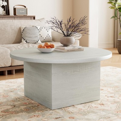 Dyonery Modern Rectangle/Round Coffee Table for Living Room,Engineered Wood Center Coffee Tables for Office Wooden Cocktail Tea Accent Table