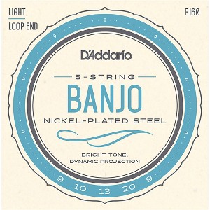 D'Addario EJ60 Nickel 5-String Light Banjo Strings (9-20) - 1 of 4