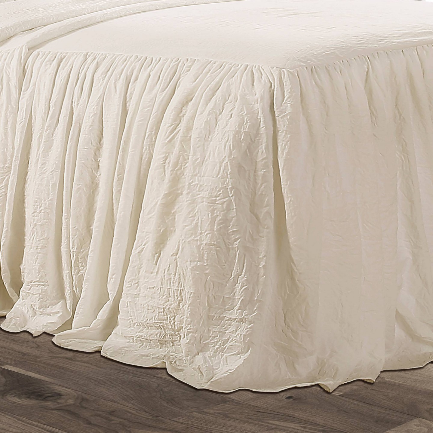 Комплекты с покрывалом Lush Decor 3pc King Ruffle Skirt Bedspread Set Ivory - Lush Décor: Elegant Polyester Bedding, Oeko-Tex Certified, цвет: Слоновая кость — фото 3