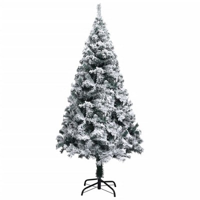 vidaXL Christmas Tree Artificial Tree with Stand and Flocked Snow Green PVC - 4 x 2 ft
