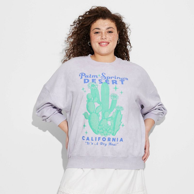 Women's Palm Springs Graphic Sweatshirt - Lavender, 1 of 6