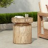 Christopher Knight Home Caius Rustic Round Lightweight Concrete Patio Side Table with Tree-Stump Design - 2 of 4