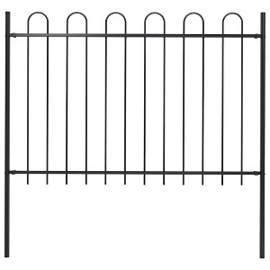 vidaXL Garden Fence with Hoop Top Steel 5.6' Black - 1 of 4