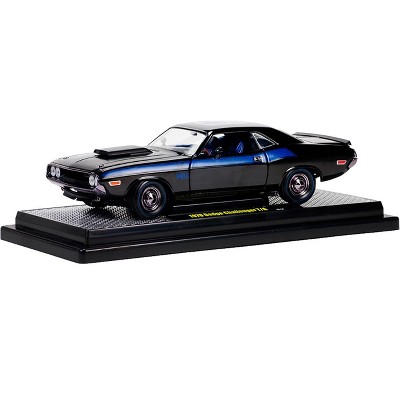 1970 Dodge Challenger T/A 340 Six Pack Black with Blue Stripes "75th Mopar Anniversary" 1/24 Diecast Model Car by M2 Machines