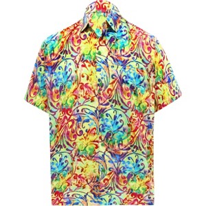 LA LEELA Mens Hawaiian Shirts Short Sleeve Button Down Shirt Men's Hawaii Shirts Boho Vacation Casual Beach Shirts for Men XS Pure Scrolls, Multi - 1 of 4
