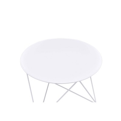 Epidia 27" Round Metal Accent Table in White Finish