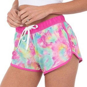 SUZZI Womens 4-Way Stretch Fast Dry Tie Dye Running Shorts - 1 of 2