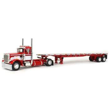 First Gear DCP 1/64 Red & White Peterbilt 359 Single-Axle Day Cab w/ 48' Utility Flatbed Trailer 60-1682