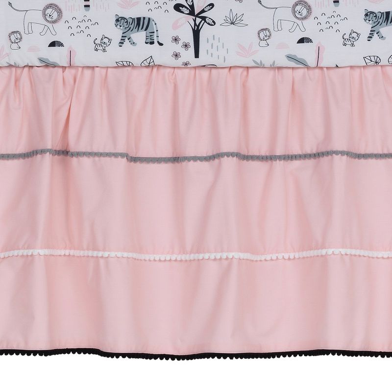 Lambs & Ivy Happy Jungle Pink/White Safari Nursery 5-Piece Crib Bedding Set, 5 of 11