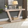 60'' Rustic Console Table with Sculptural V-Base,Bottom Shelf and Distressed Wood Veneer for Hallway or Behind Sofa-Baofuwish - 2 of 4