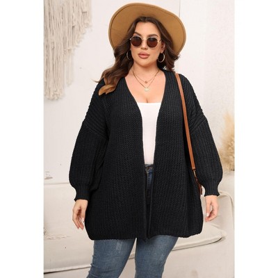 Coolmee Womens Plus Size Cardigan Sweaters Long Sleeves Open Front Chunky Knit Casual Jackets