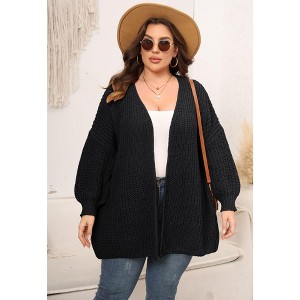 Coolmee Womens Plus Size Cardigan Sweaters Long Sleeves Open Front Chunky Knit Casual Jackets - 1 of 4