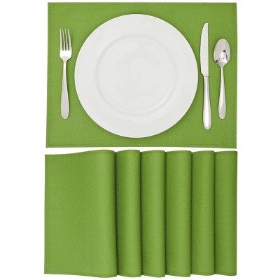 Farmlyn Creek Woven Placemat Set of 6 for Dining Table, Patio 12.75 x 16.75 in, Green