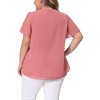 Agnes Orinda Women's Plus Size Chiffon 2-Layered Ruffle Short Sleeve Round Neck Top - 4 of 4