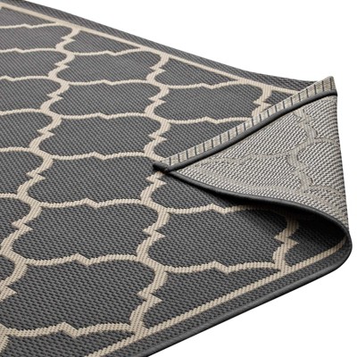 Avena Moroccan Quatrefoil 5x8 Gray and Beige Trellis Area Rug