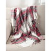 50"x60" Classic Plaid Fringe Throw Blanket Red/White - Saro Lifestyle: Lightweight, Soft, Year-Round Comfort - 2 of 3