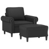 vidaXL Sofa Chair with Footstool Black 23.6" Faux Leather - 3 of 4