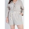Slickblue Plus Grey Blazer and High Waist Shorts Set - Cotton Blend, Button-Up, Belted, Relaxed Fit, Size 1XL-3XL - 3 of 4