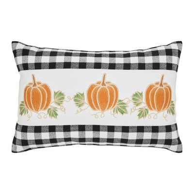 Annie Black Check Pumpkin Patch Pillow 14x22  VHC Brands