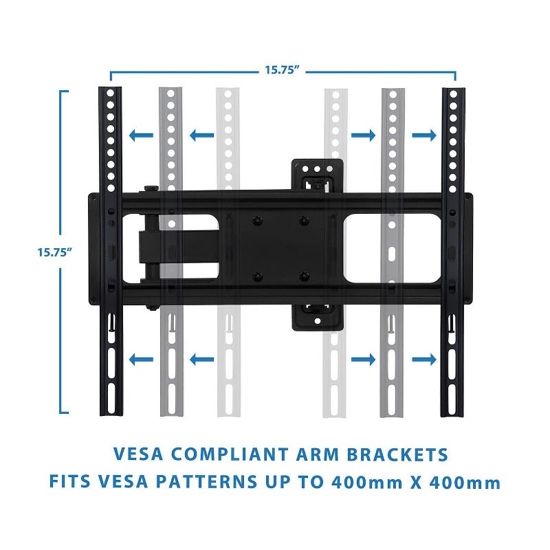 Mount-It! Full Motion TV Wall Mount | Swivel and Articulating Flat Screen TV Bracket for 26 - 55 in. | Arm Extension up to 17 in. | 77 Lbs. Capacity, 5 of 9