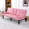 CAVINAS 67-inch PVC Multi-Functional Sofa Bed,Loveseat with Foldable Design & Cup Holder,500lbs Weight Capacity - 2 of 4