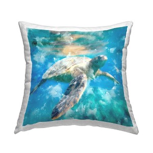 Stupell Industries Swimming Sea Turtle Aquatic Reptile Design Printed Pillow, 18 x 18 - 1 of 3