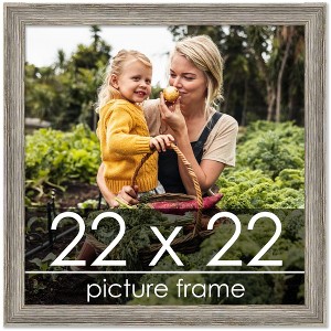 PosterPalooza | 22x22 Thin Barnwood Picture Frame, UV Acrylic, 2 Finishes - Grey and Black - 1 of 4