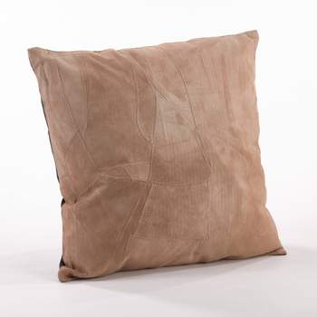 16"x16" Classic Leather Poly Filled Square Throw Pillow Camel - Saro Lifestyle