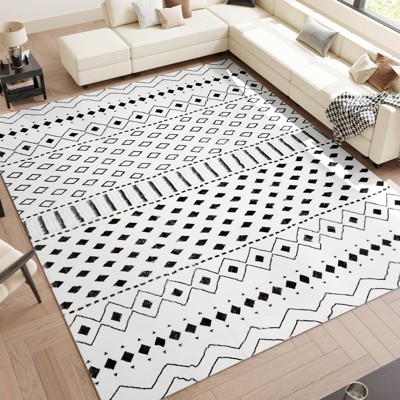 Belffin Moroccan Washable Area Rug. Non-Slip Backing Large Area Rugs