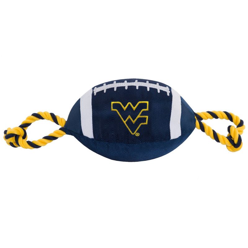 NCAA West Virginia Mountaineers Nylon Football Dog Toy, 1 of 5