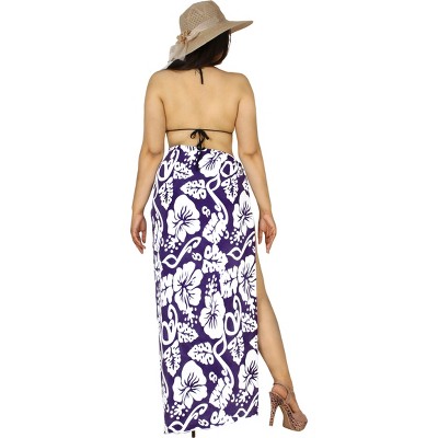 LA LEELA Women's Plus Size Boho Sarong - Beach Wrap Swimsuit Cover Up, Hand Painted, Rayon - View #6