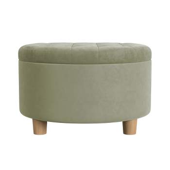 Tufted Round Storage Ottoman Velvet - HomePop