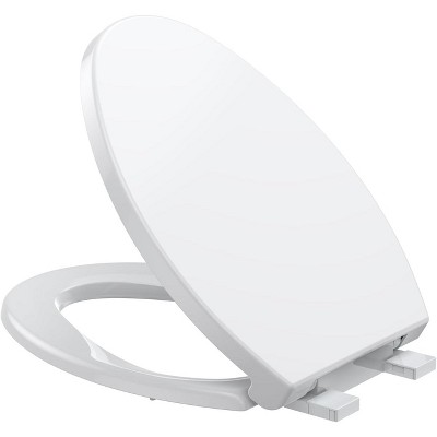 Round Toilet Seat, Quiet-Close Design, Grip-Tight Bumpers, Quick-Release Hinges, Slow Close Lid, Full Flat White, Easy Installation