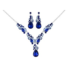 Anna-Kaci Elegant Crystal Bridal Necklace Earrings Set ÊØè Rhinestone Wedding Party Costume Jewelry for Brides and Bridesmaids - 1 of 4