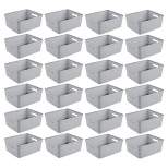 Sterilite 14'' x 11.5'' x 5'' Rectangular Weave Pattern Short Basket with Handles for Bathroom, Laundry Room, Pantry, & Closet, Cement (24 Pack)
