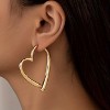 Asymmetric Gold Heart Earrings, Large Front Back Hoop Dangle Jewelry for Women, Minimalist 80s Retro Chrome Hearts Style Gift. - 3 of 4