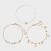 Flower and Seed Bead Anklet Set 3pc - Wild Fable™ Gold/Blue: Lobster Claw Clasp, Recycled Zinc, Chain Anklets - 2 of 3