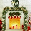 6FT Pre-Lit Christmas Garland  with 20 LED Lights, Bow-Knot Ball Ornaments, Battery Operated with Timer for Mantle & Staircase Decoration - 3 of 4