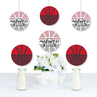 Big Dot of Happiness Red Basketball - Let The Madness Begin - Decorations DIY College Basketball Party Essentials - Set of 20