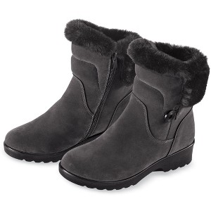Collections Etc Faux Fur Trim Ice Gripperboots - 1 of 4